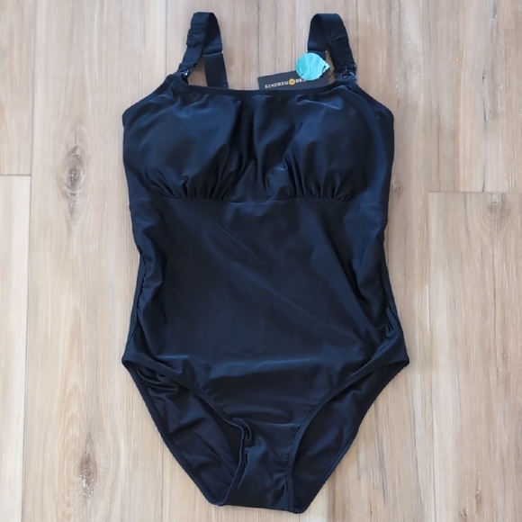 Kindred Bravely Maternity Nursing Black One Piece Swimsuit - Picture 1 of 5